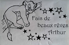 Sticker roi lion, simba fait de beaux rêves avec prénom personnalisé