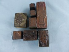 Ancien lot 8 tampons matrice Galvanos  imprimerie en cuivre vigne fleurs blé 