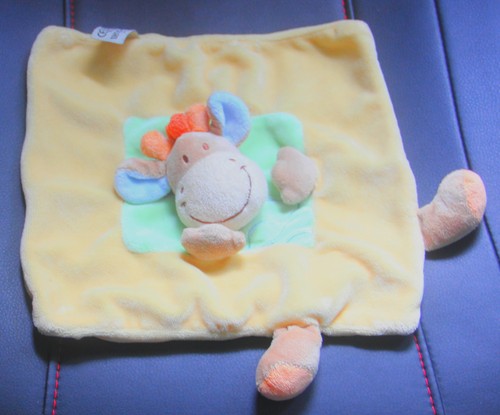 Doudou plat vache - vache, jaune