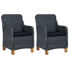 2x Chaises de Jardin avec Coussins Gris Clair Résine Tressée Fauteuils vidaXL