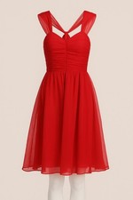 Robe de soirée rouge bustier à bretelles croisées – Élégance et séduction