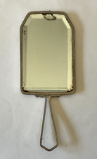 MIROIR A MAIN ANCIEN VERRE BISEAUTÉ VINTAGE