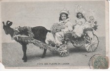 CPA 31 FETE DES FLEURS A LUCHON - CHARRETTE ATTELAGE A CHEVRE  