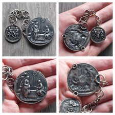 Médaille - Argent poinçons - "Jésus, Samaritaine" - Attache cape, fermoir ancien