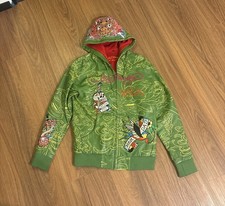 Ed Hardy Green Leather Hooded