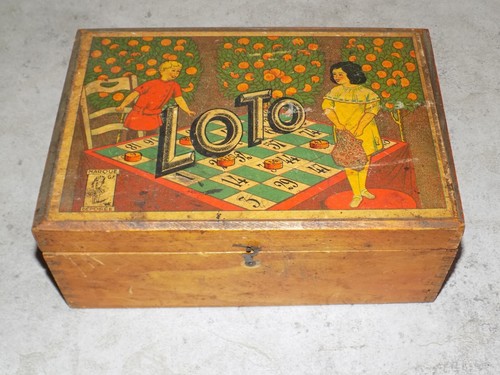 Ancienne boite bois jeu - en,