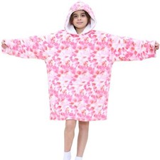 Filles Très Grand Capuche Tie And Dye Rose Blottir Super Doux Polaire Chaud Drap