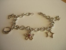 Tiffany & Co. 925 Silver butterfly dragonfly flower gemstone charm bracelet RARE