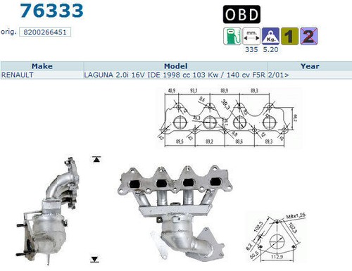 Pot catalytique renault - pot, laguna
