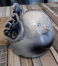 Magnifique Pique Fleurs Oiseau Boule En Céramique Signé Virebent Yves Mohy