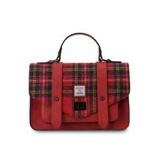 Grand sac cartable Harris Tweed Royal Stewart tartan poche zippée bandoulière