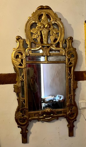 Grand miroir ancien doré - miroir,