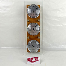 ➜BAROMÈTRE THERMOMÈTRE HYGROMÈTRE bois et verre instrument météo anéroïde ancien