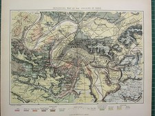 C1890 Ancien Carte ~ Paris