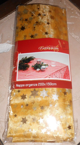 Nappe organza dorée étoiles - organza, "étoiles