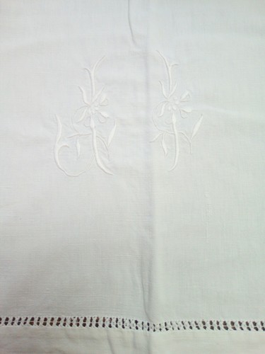 Drap blanc lin broderie - blanc,