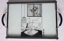 Plateau de verre sérigraphié Axis TINTIN LE LOTUS BLEU