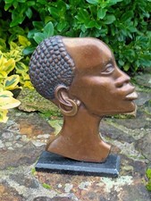 Profil en bronze tête d'Africaine DLG Hagenauer