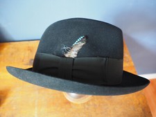 Chapeau feutre noir vintage - feutre,