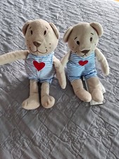 Lot De 2 Peluche Doudou Ours Souris Coeur Rouge IKEA Fabler Bleu Blanc 