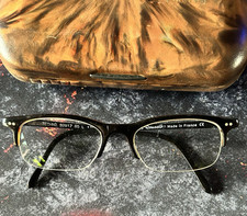 MONTURE DE LUNETTES FEMME FILLE RECTANGULAIRES NOIRES ET MARRON TTBE RIGIDE 