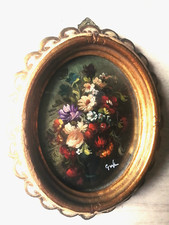 Peinture à l'huile du début du XXe siècle encadrée sous un verre - Miniature