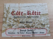 étiquette vin Côte Rôtie Cote Brune Jean Paul JAMET Rhone wine label Ampuis