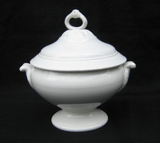 Pot à bouillon petite soupière faïence blanche Moselle Niderviller comme Creil