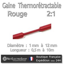 Gaine Thermorétractable - Rouge - 2:1 - Diamétre au choix : 1 mm à 12 mm