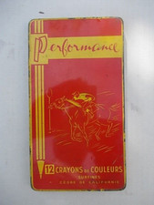 Superbe boîte crayons couleurs PERFORMANCE jockey cheval course hippisme 1960 !