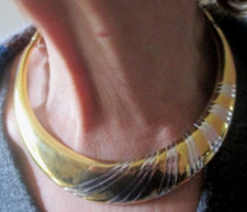 Collier rigide TORQUE ras du cou couleur Or et Argent magnifique bijou vintage