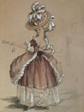 Beau Dessin 1920 Gouache Encre portrait art deco Jean De Rhe Élégante Femme