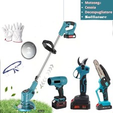 Trousse Jardinage 4 IN 1 Tronçonneuse Cisaille Tondeuse Souffleur 2 Batterie 88V
