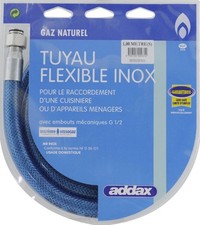 Tuyau flexible inox gaz naturel de ville 1 Mètre garantie à vie embout à visser 