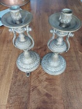 ancienne paire chandeliers bougeoirs à balancier de bateau bronze