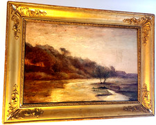 GRANDE HUILE SUR TOILE 19 EME, JULES DUPRÉ 1811-1889 PAYSAGE AU CIEL ECARLATE