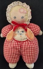 MUNDIA - Poupée chiffon vichy rouge et motif lapin -  MUNDIA -