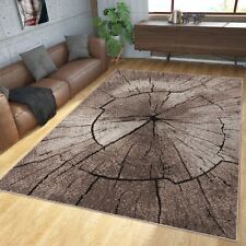 Tapis Moderne Élégant Découpe Des Contours Nature Tronc D'Arbre Design Gris Brun