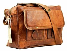 Sac en cuir vintage ordinateur portable messager fait main sacoche homme véri...