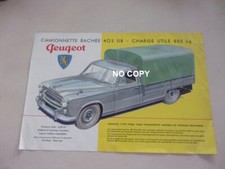 1957 PEUGEOT 403 U8 Document commercial Camionette bachée