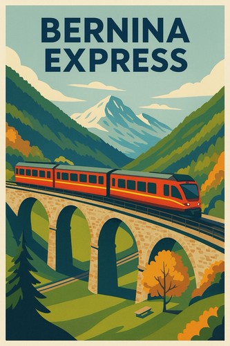 Affiche poster train bernina - affiche,