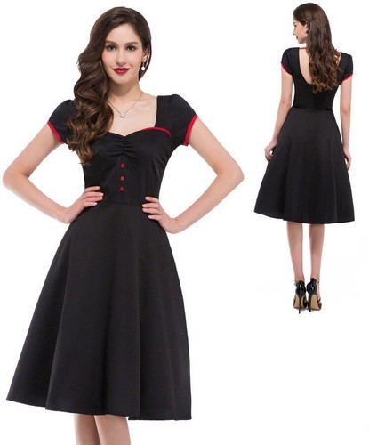 Robe noir avec noeuds - avec, rouges