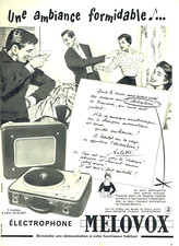 publicité Advertising  1022  1956  Melovox  éléctrophone   mallette portative