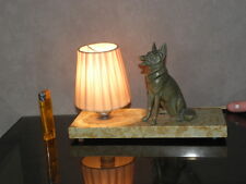 LAMPE ART DECO figurine de table bureau vintage lumière marbre français Licht dog rétro 