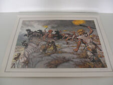 ANCIENNE PLANCHE AFFICHE POSTER SCOLAIRE CHASSE CHEVAUX SOLUTRE CDN P.JOUBERT