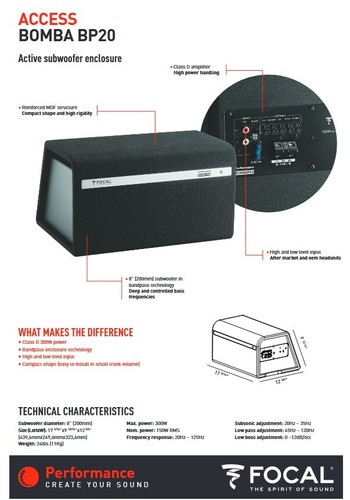 Kit focal subwoofer amplifié - kit,