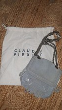 * CLAUDIE PIERLOT *- Petit sac bleu franges modèle ANGELA