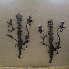 Paire d'appliques en fer forgé / Luminaire / Lustre