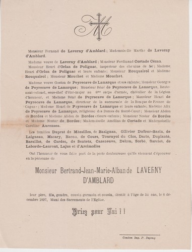 1897 faire part décès - faire-part,