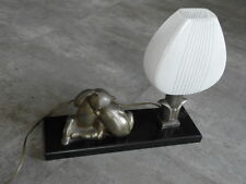 ancienne LAMPE ours en peluche ART DECO figurine de table bureau marbre français lumière old